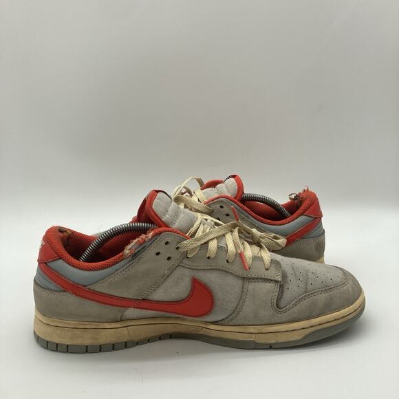 Mens Size 11.5 Nike Dunk Low Sail Light Smoke Grey Picante Red Skate Sneakers - Picture 6 of 10